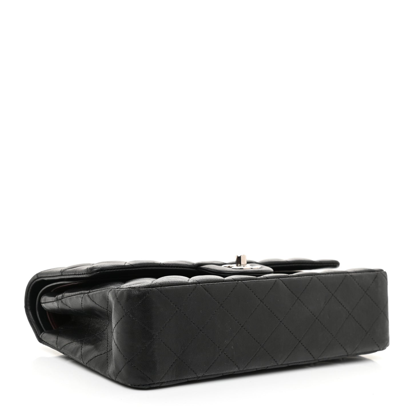 Lambskin Quilted Medium Double Flap Black