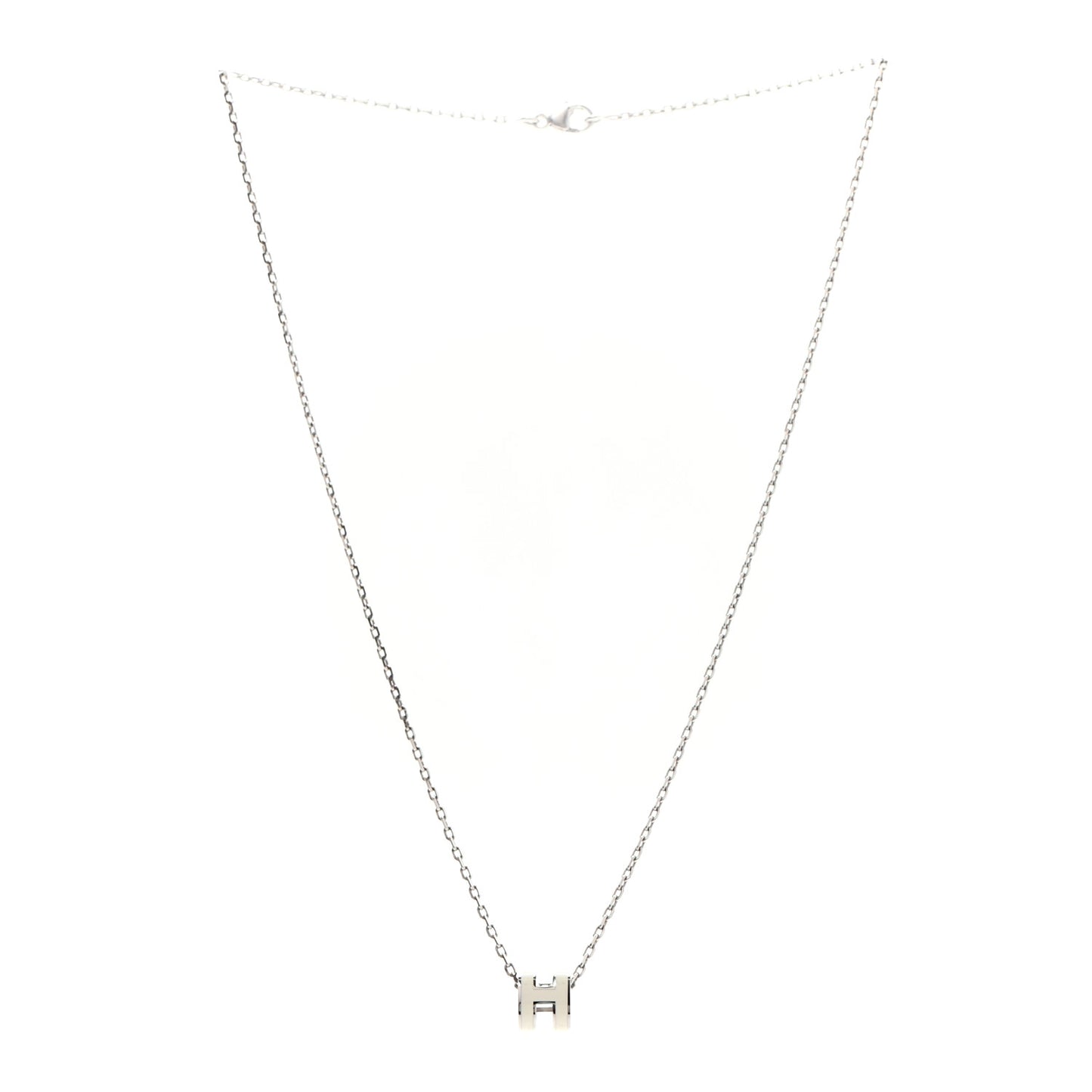 Lacquered Palladium Mini Pop H Pendant Necklace White