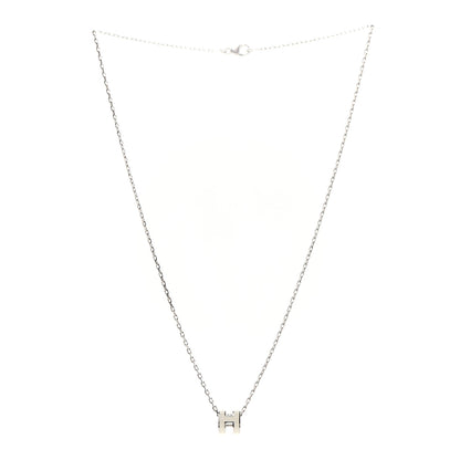 Hermes Lacquered Palladium Mini Pop H Pendant Necklace White 3 of 5