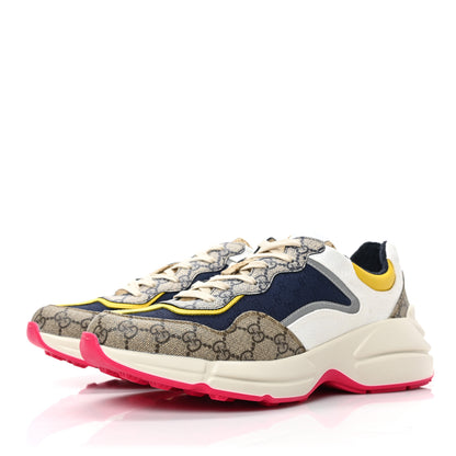 Gucci GG Supreme Monogram Mix Monogram Mens Rhyton Sneakers 10 London Blue Beige Sun Yellow 3 of 8
