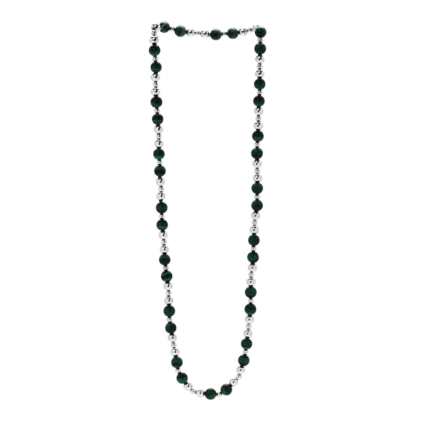 Sterling Silver Malachite Bead Necklace