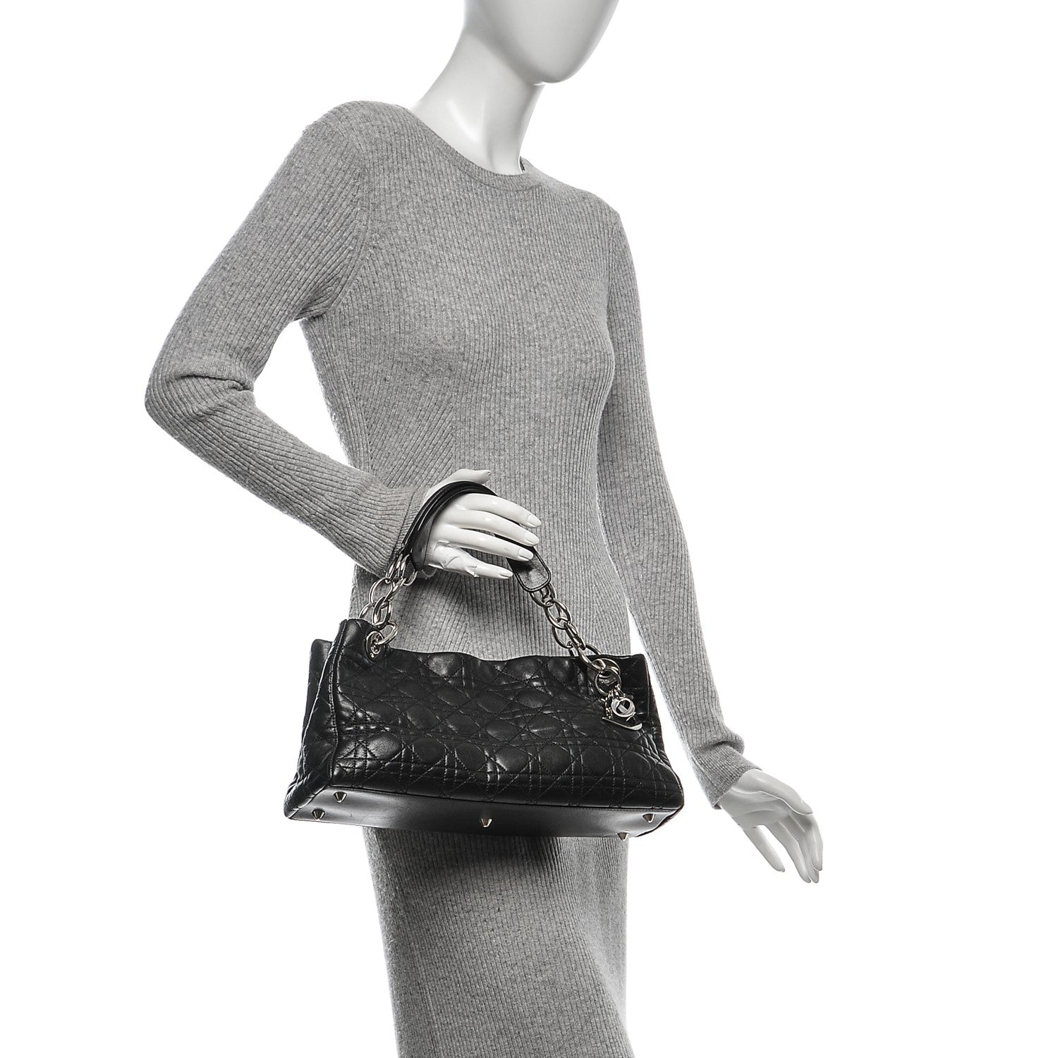 Christian Dior Lambskin Cannage East West Tote Black 2 of 7