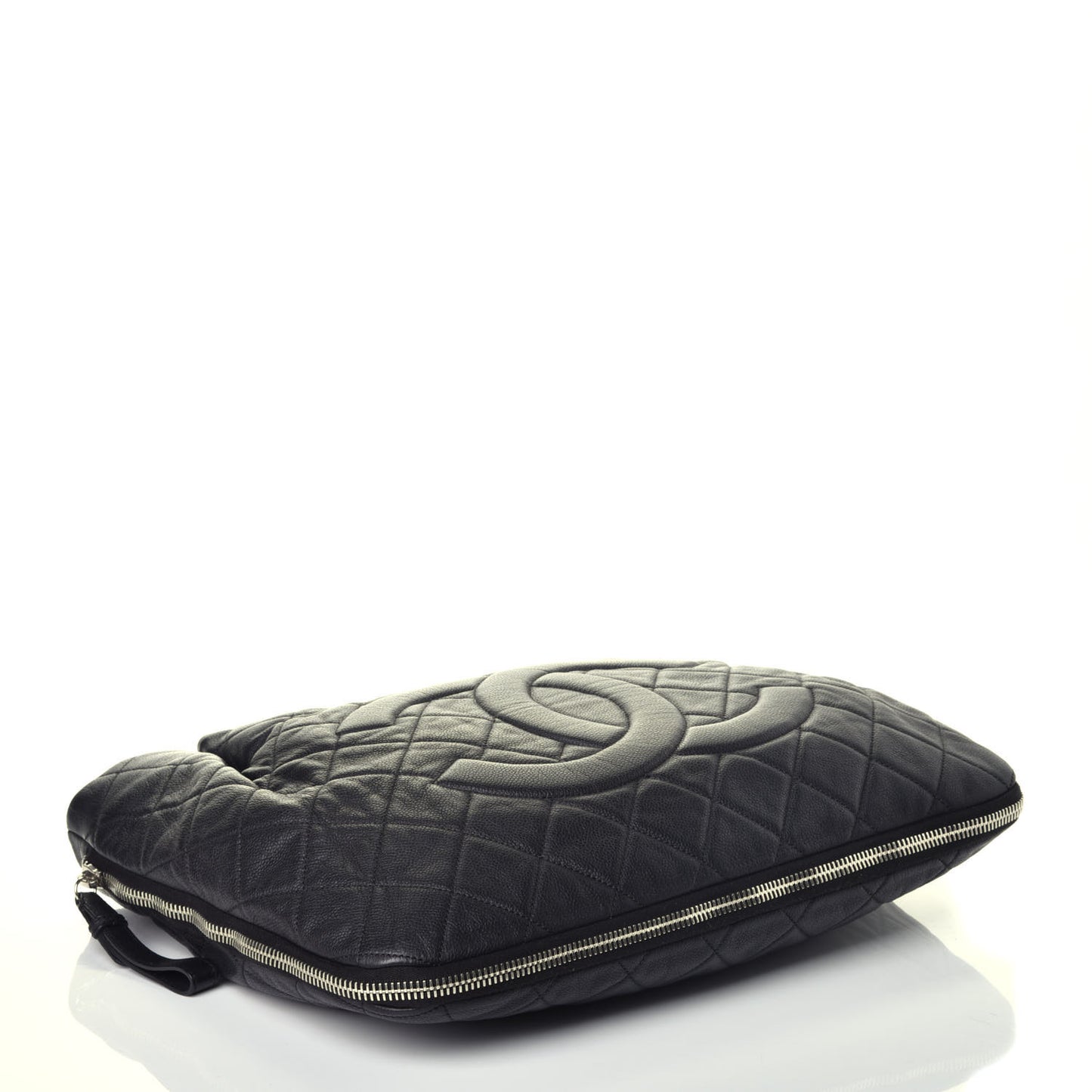 Caviar Expandable Zip Shoulder Bag Black