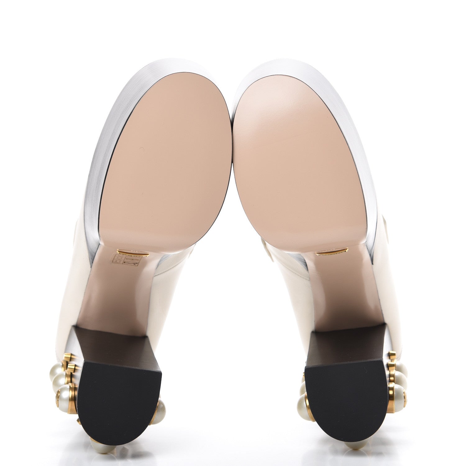 Gucci Malaga Kid Pearl Studded Vegas Platform Loafers 39 Mystic White 6 of 9