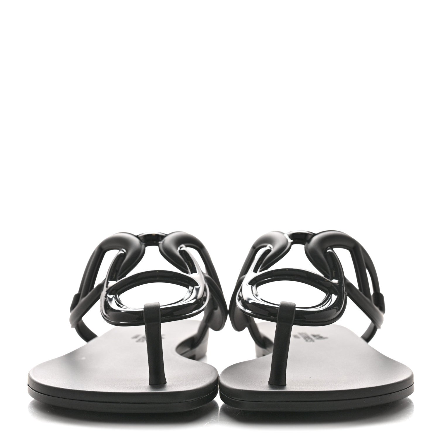 Hermes Rubber Womens Egerie Sandals 36 Black 3 of 11