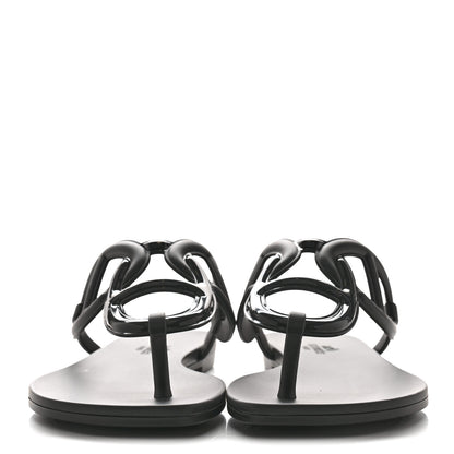 Hermes Rubber Womens Egerie Sandals 36 Black 3 of 11
