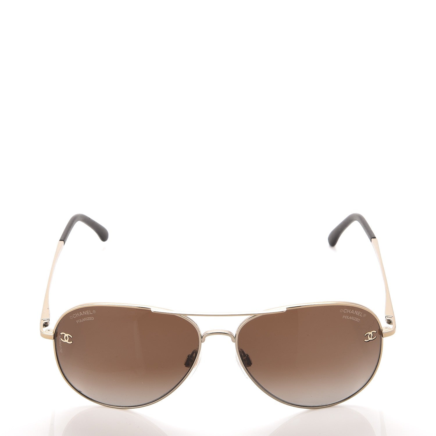 Chanel Polarized CC Aviator Sunglasses 4189-T-Q Pale Gold 2 of 8