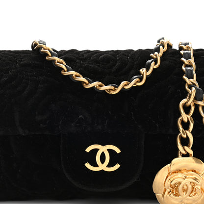 Chanel Velvet Camellia Embossed Jewel Belt Card Holder With Chain Black 10 of 11