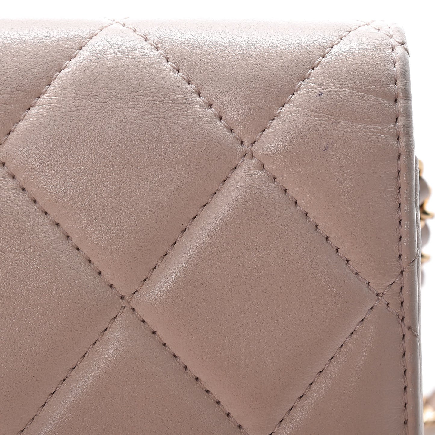 Lambskin Quilted Golden Class Wallet on Chain WOC Light Pink