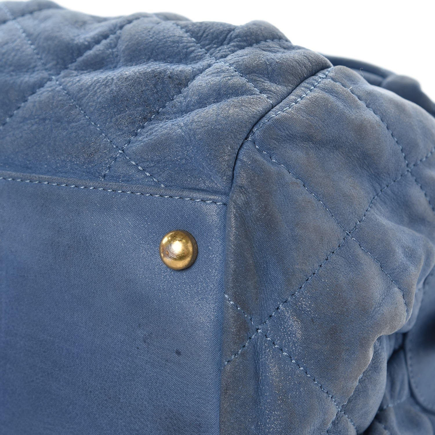 Chanel Iridescent Calfskin Chic Quilt Bowling Bag Blue 13 of 14