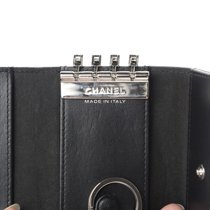 Chanel Goatskin Camellia Embossed 4 Key Holder Black 7 of 11
