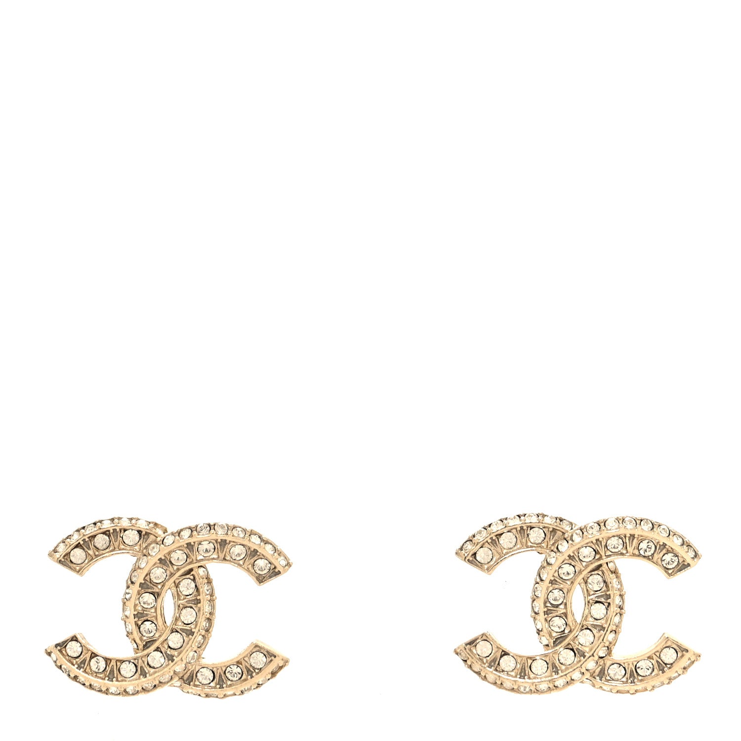 Chanel Crystal Timeless CC Earrings Light Gold 1 of 4
