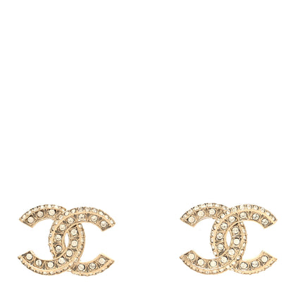 Chanel Crystal Timeless CC Earrings Light Gold 1 of 4