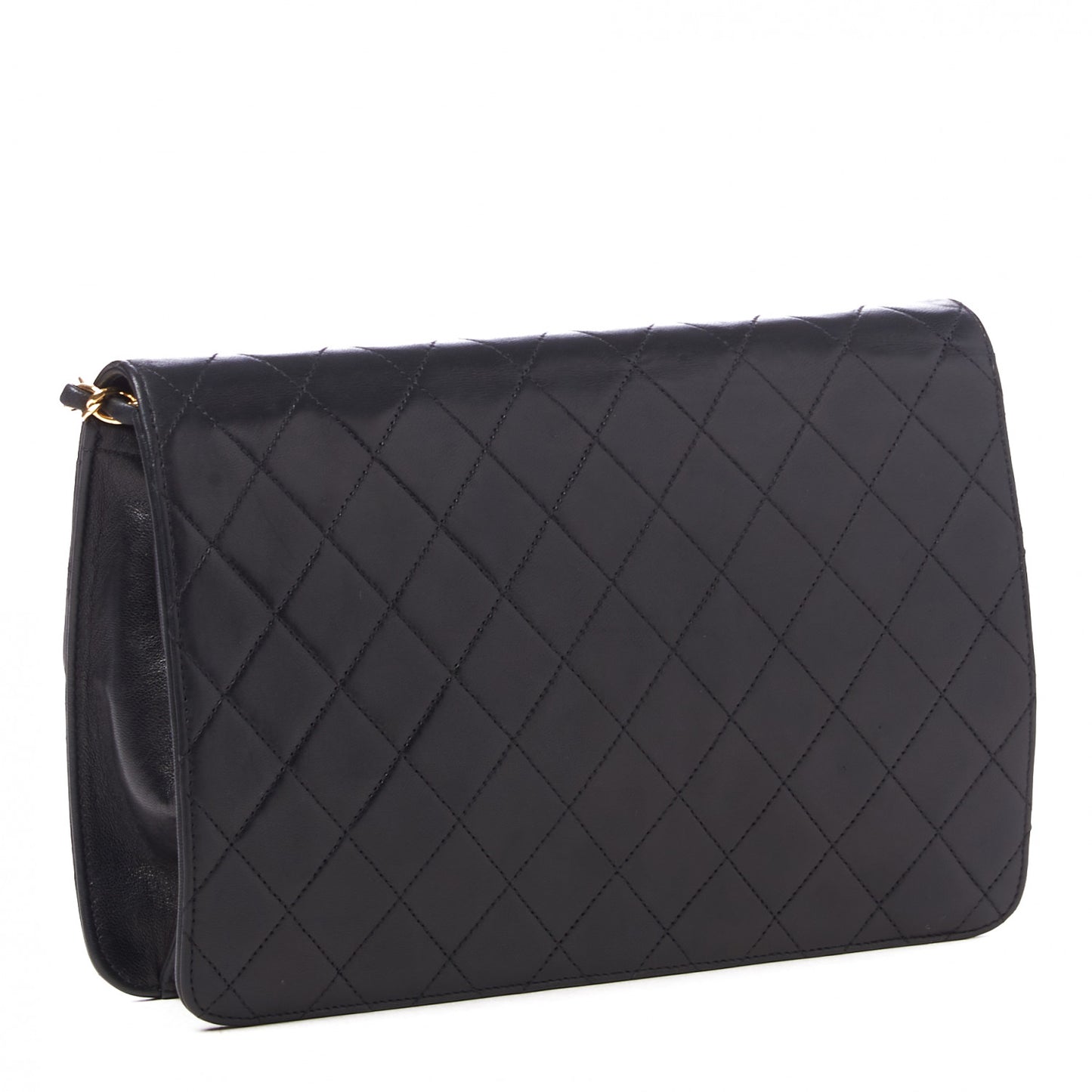 Lambskin Quilted Medium Single Flap Black