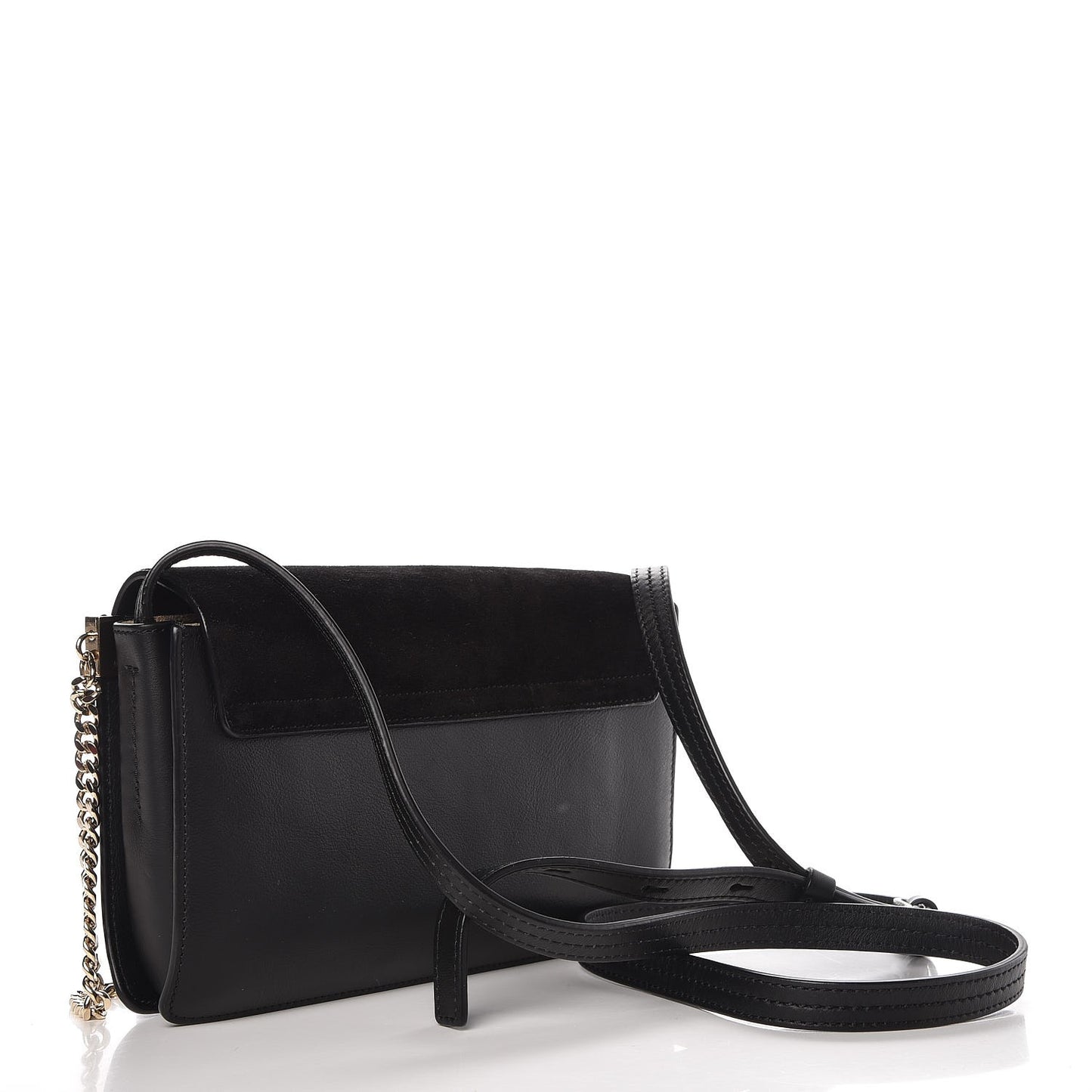 Suede Calfskin Small Faye Shoulder Bag Black
