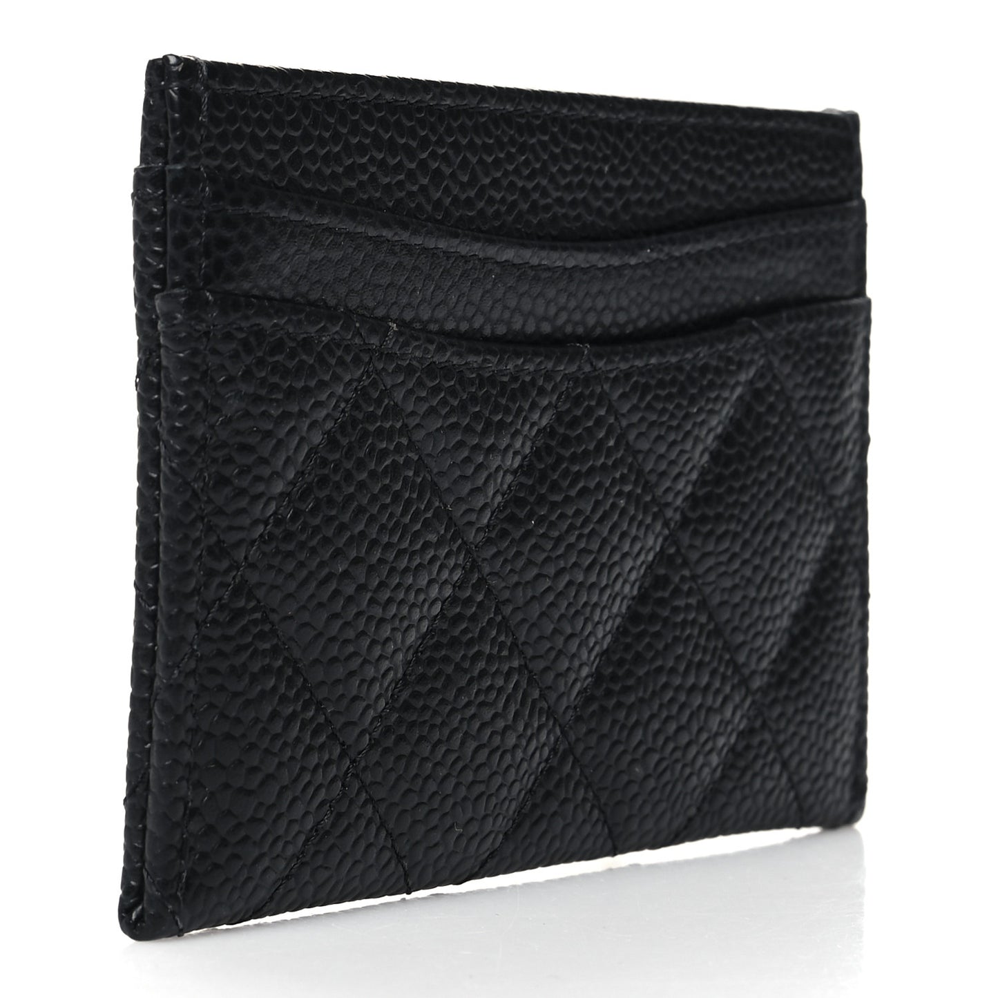 Caviar Quilted Card Holder Black