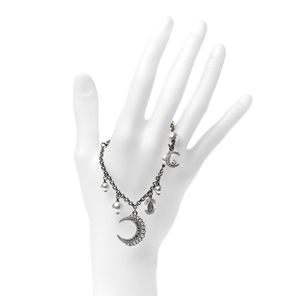 Chanel Pearl Crystal CC Moon Bracelet Silver 2 of 4