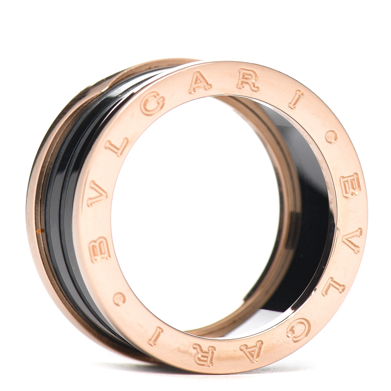 Bulgari 18K Rose Gold Black Ceramic B.Zero1 Four-Band Ring 59 8.75 4 of 6