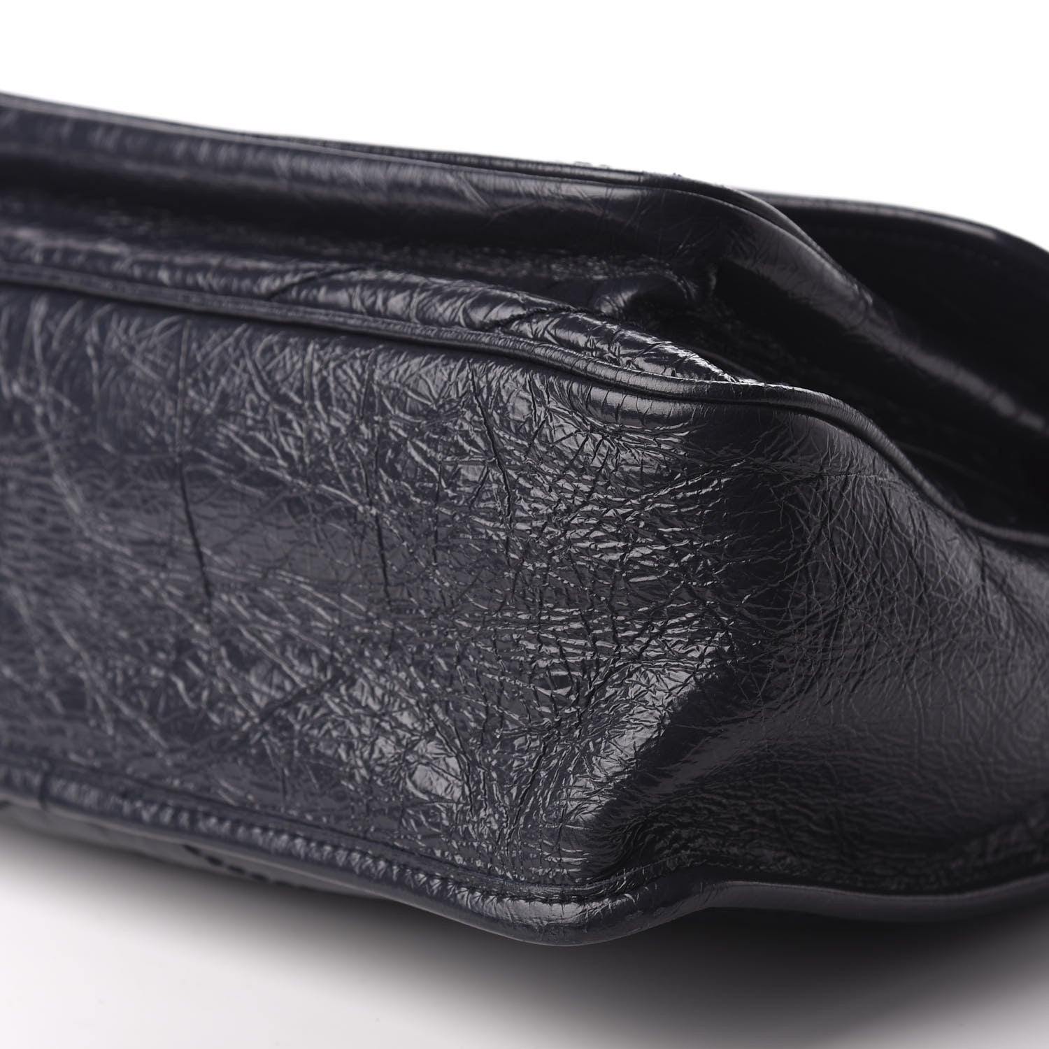 Saint Laurent Crinkled Calfskin Matelasse Monogram Medium Niki Chain Satchel Deep Marine 7 of 9