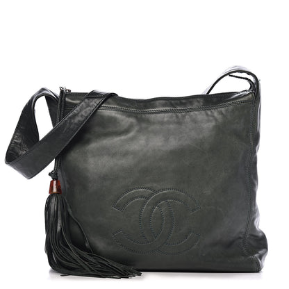 Chanel Lambskin CC Tassel Shoulder Bag Dark Green 1 of 12