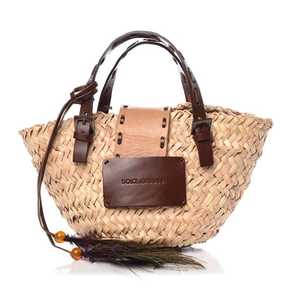 Dolce & Gabbana Woven Raffia Straw Tote Brown 1 of 13