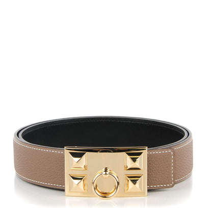 Hermes Box Togo 32mm Collier De Chien CDC Belt 85 Black Etoupe 1 of 8