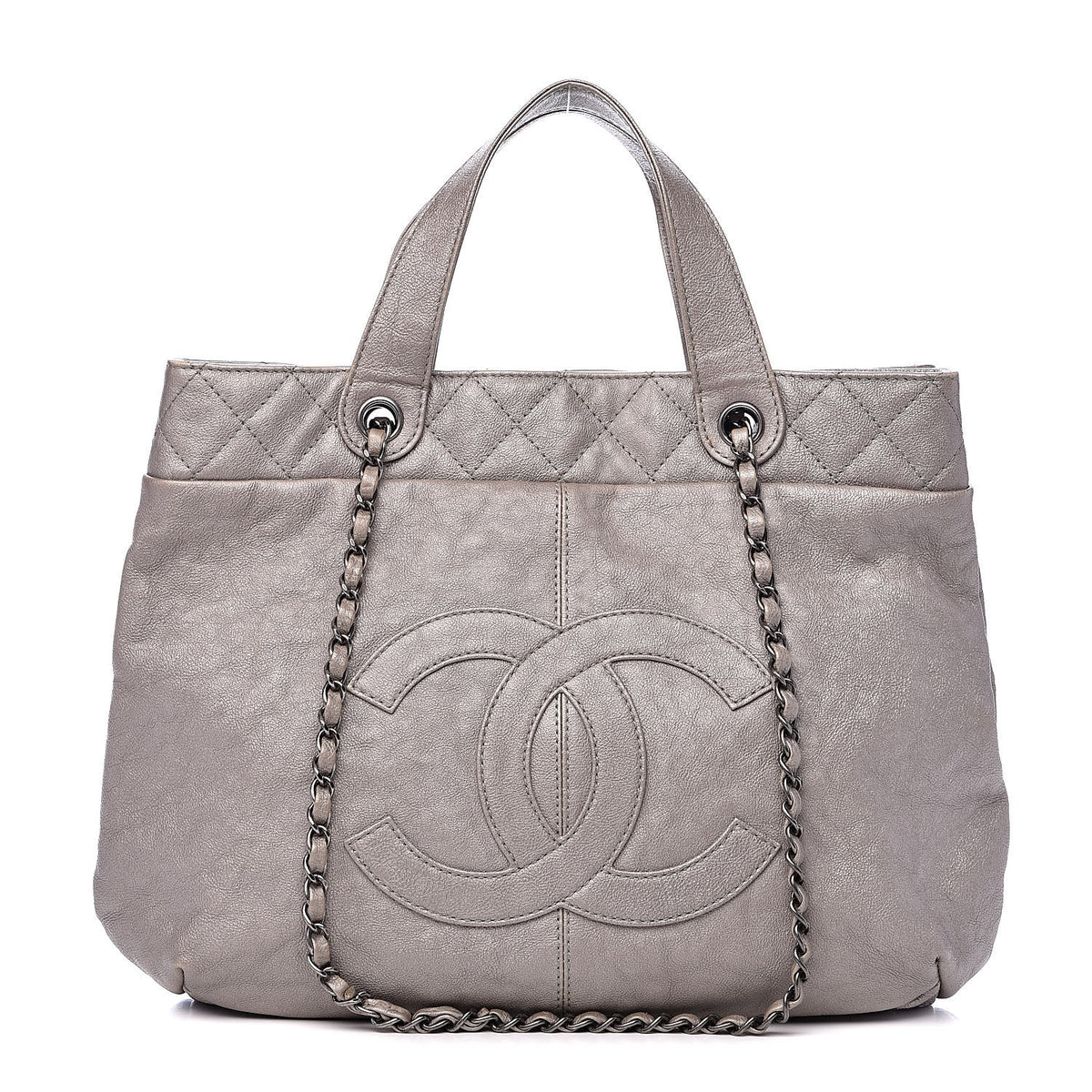 Calfskin Large Trianon Tote Grey