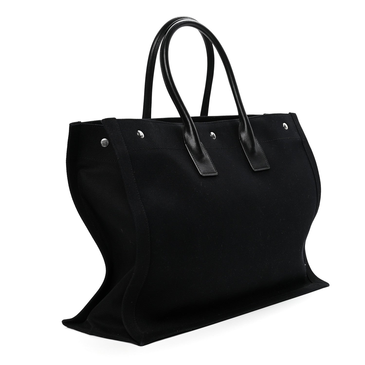 Saint Laurent Linen Calfskin Rive Gauche Tote Black 2 of 4