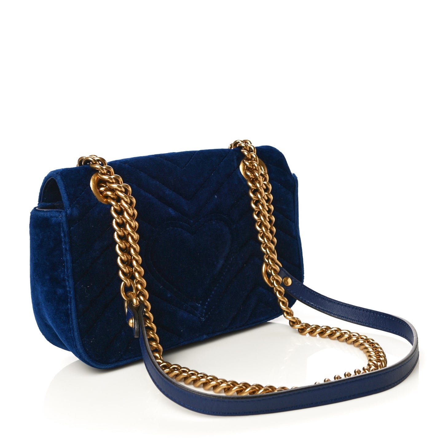 Velvet Matelasse Mini GG Marmont Shoulder Bag Cobalt Blue