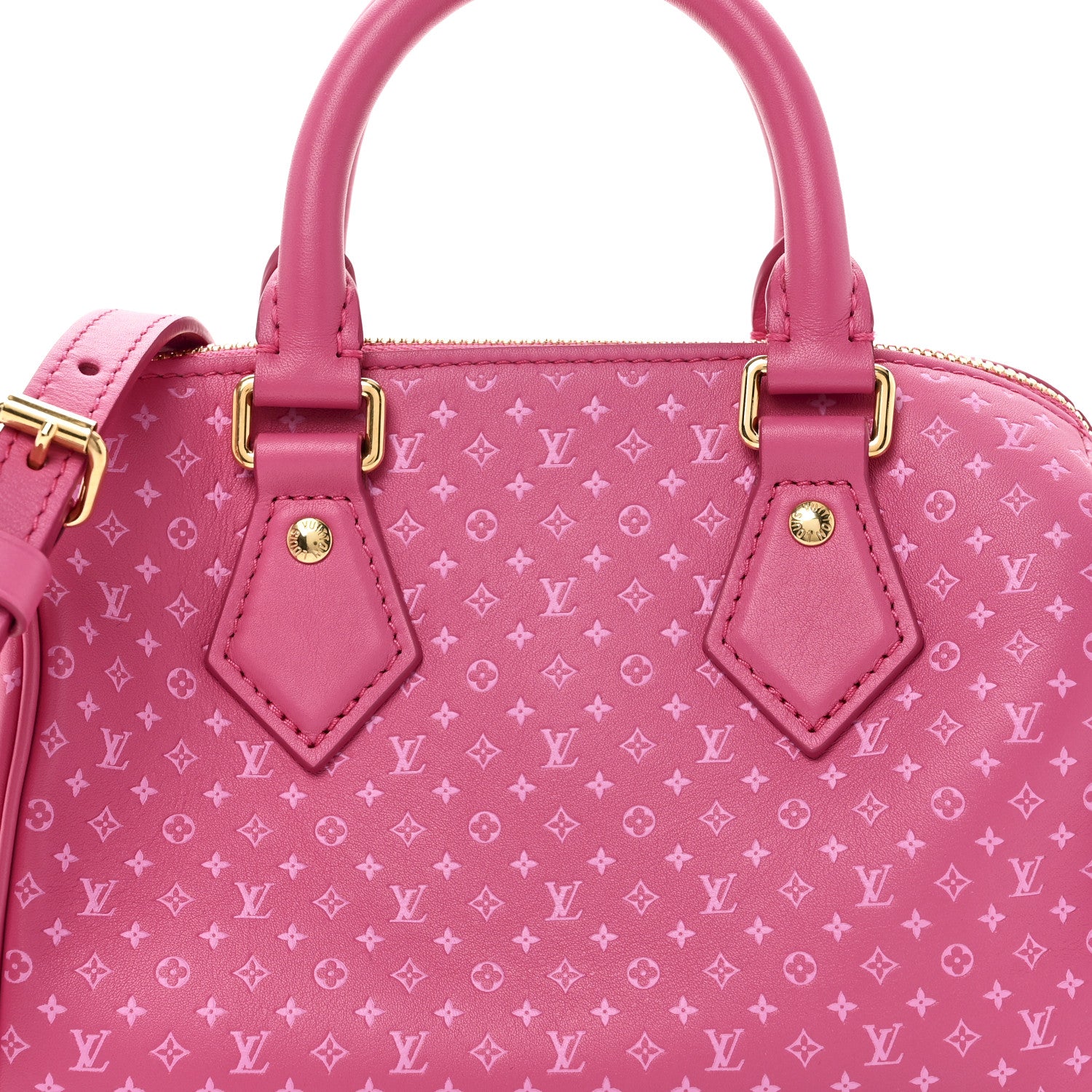Louis Vuitton Calfskin Nanogram Embossed Speedy Bandouliere 20 Rose 7 of 9