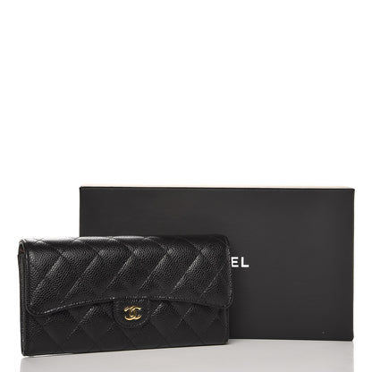 Chanel Caviar Quilted Large Gusset Flap Wallet Black 9 of 9