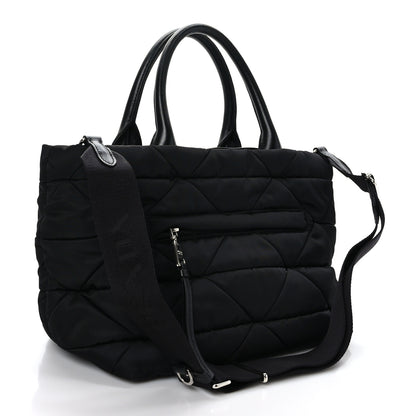 Prada Re-Nylon Nappa Triangle Quilted Padded Small Double Handled Zip Tote Black 3 of 8