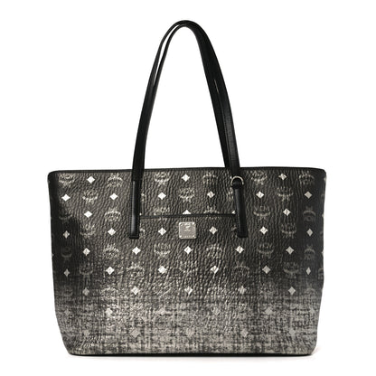 MCM Visetos Anya Zip Top Shopper Tote Black Silver 1 of 11
