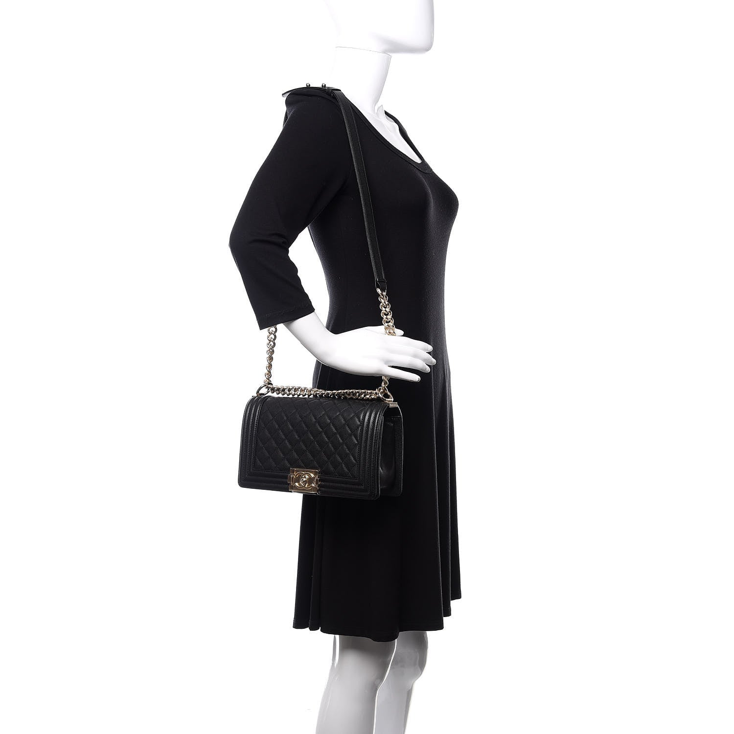 Chanel Caviar Quilted Medium Boy Flap Black 2 of 10
