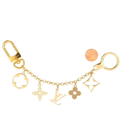 Louis Vuitton Brass Enamel Fleur De Monogram Bag Charm Chain Gold 2 of 5