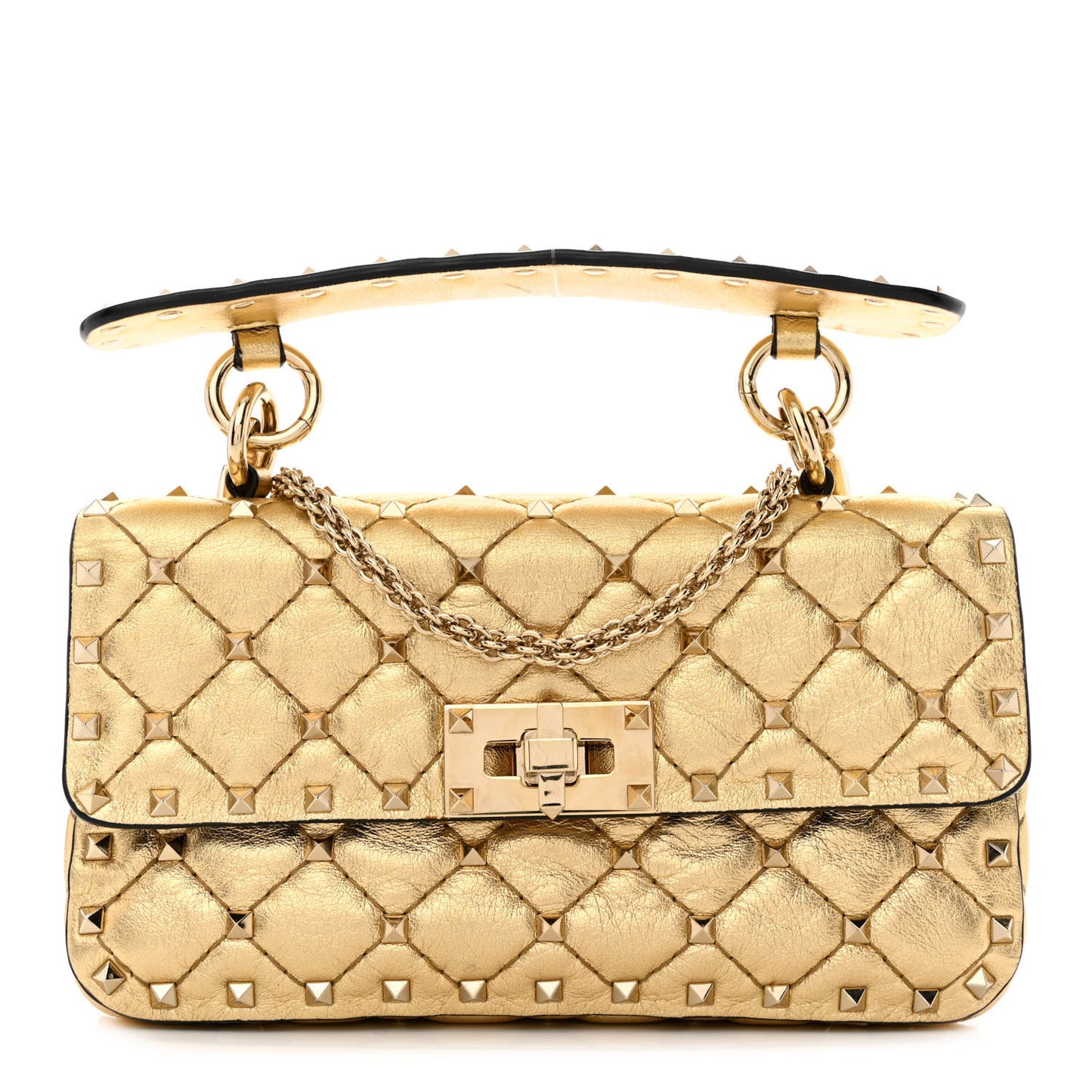 Metallic Nappa Small Rockstud Spike Shoulder Bag Mekong