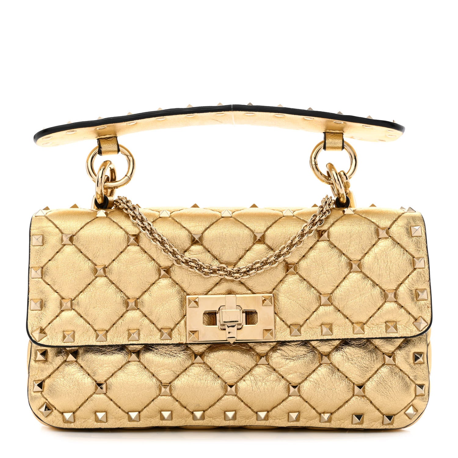 Valentino Garavani Metallic Nappa Small Rockstud Spike Shoulder Bag Mekong 1 of 13