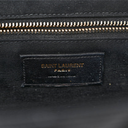 Saint Laurent Grain De Poudre Matelasse Chevron Large Monogram Satchel Black 6 of 15