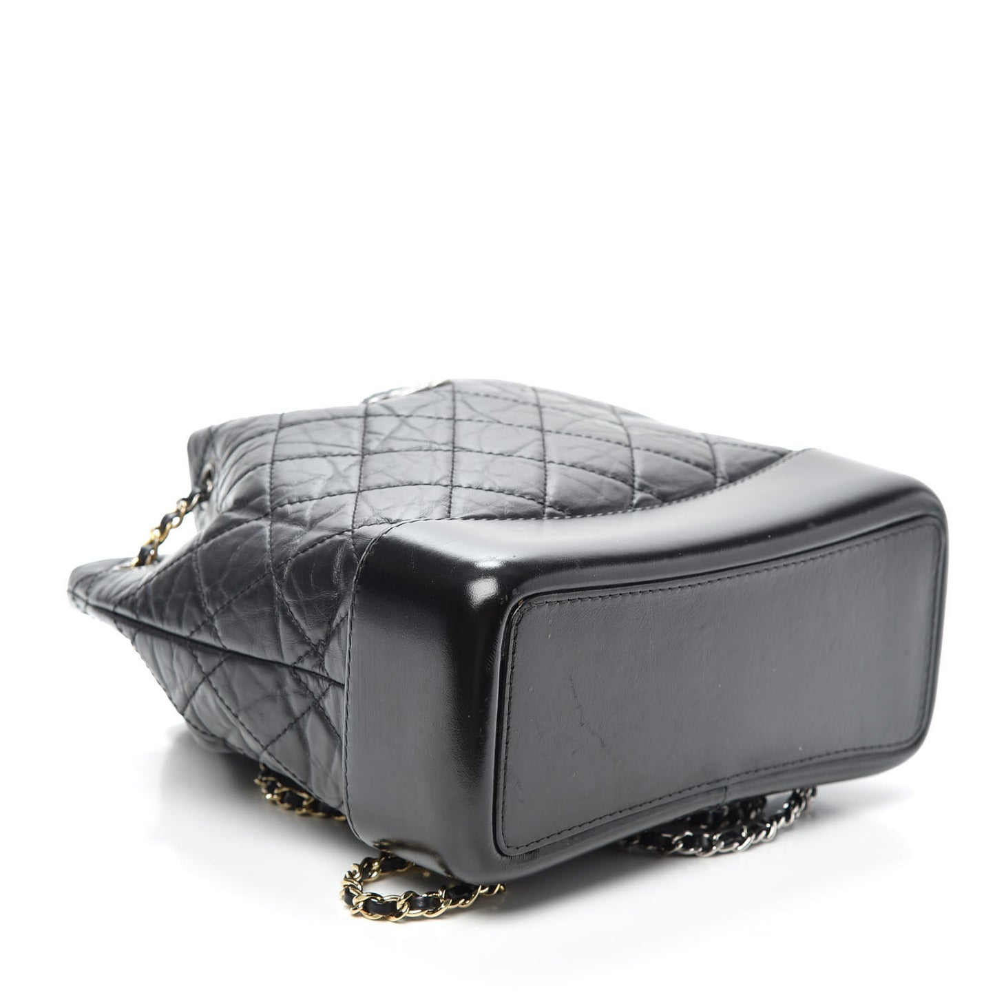 Aged Calfskin Quilted Small Gabrielle Backpack Black