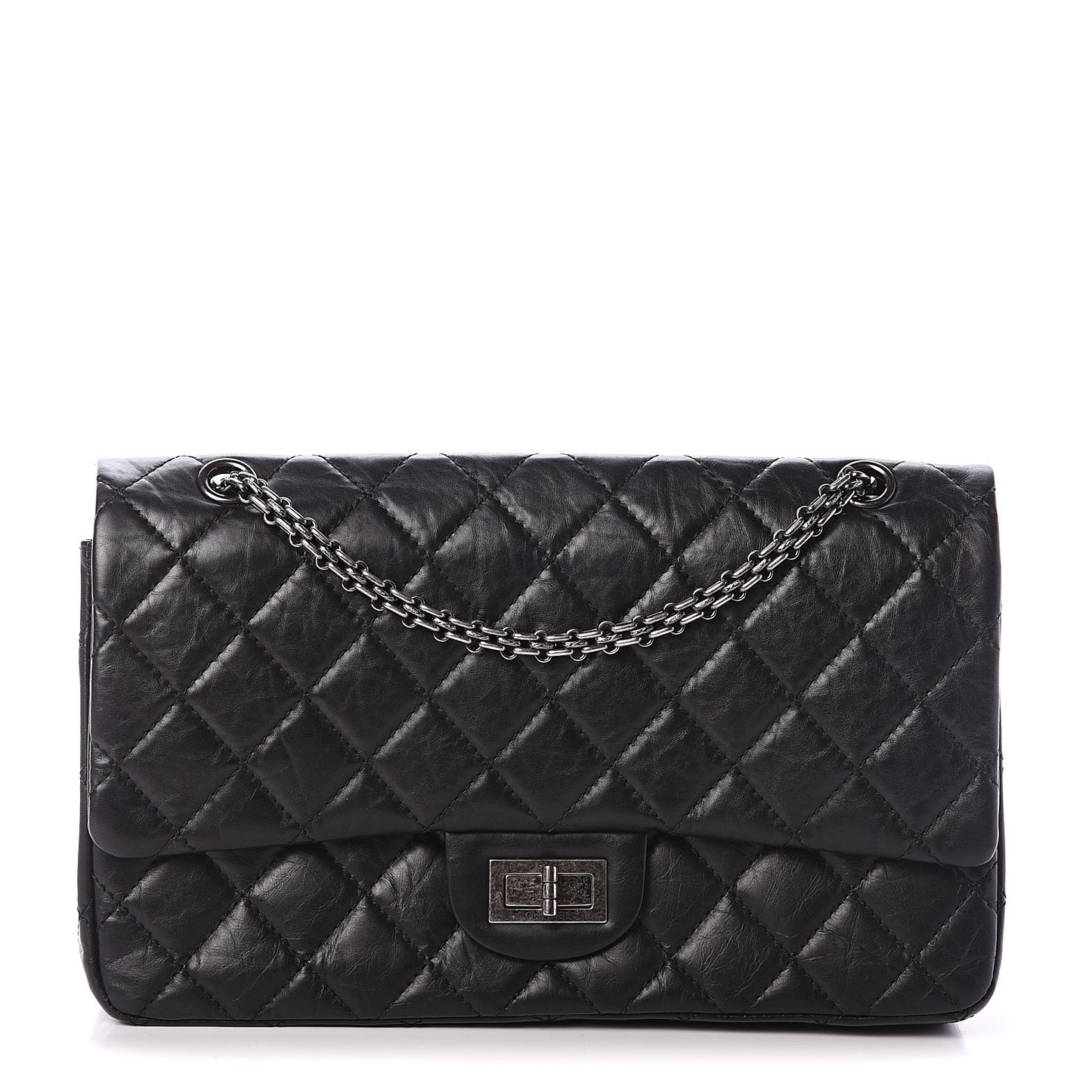 Aged Calfskin Quilted 2.55 Reissue 227 Flap Black