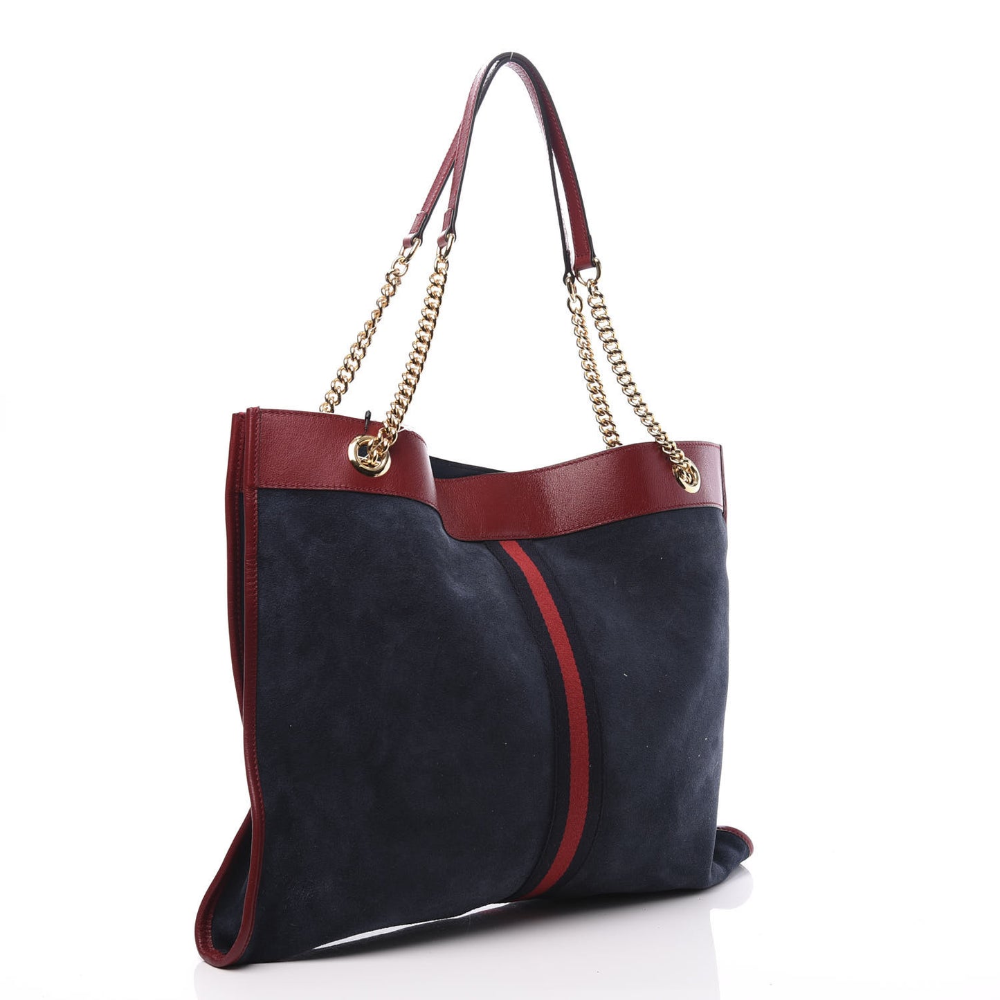 Suede Calfskin Large Rajah Chain Tote New Blue Romantic Cherry