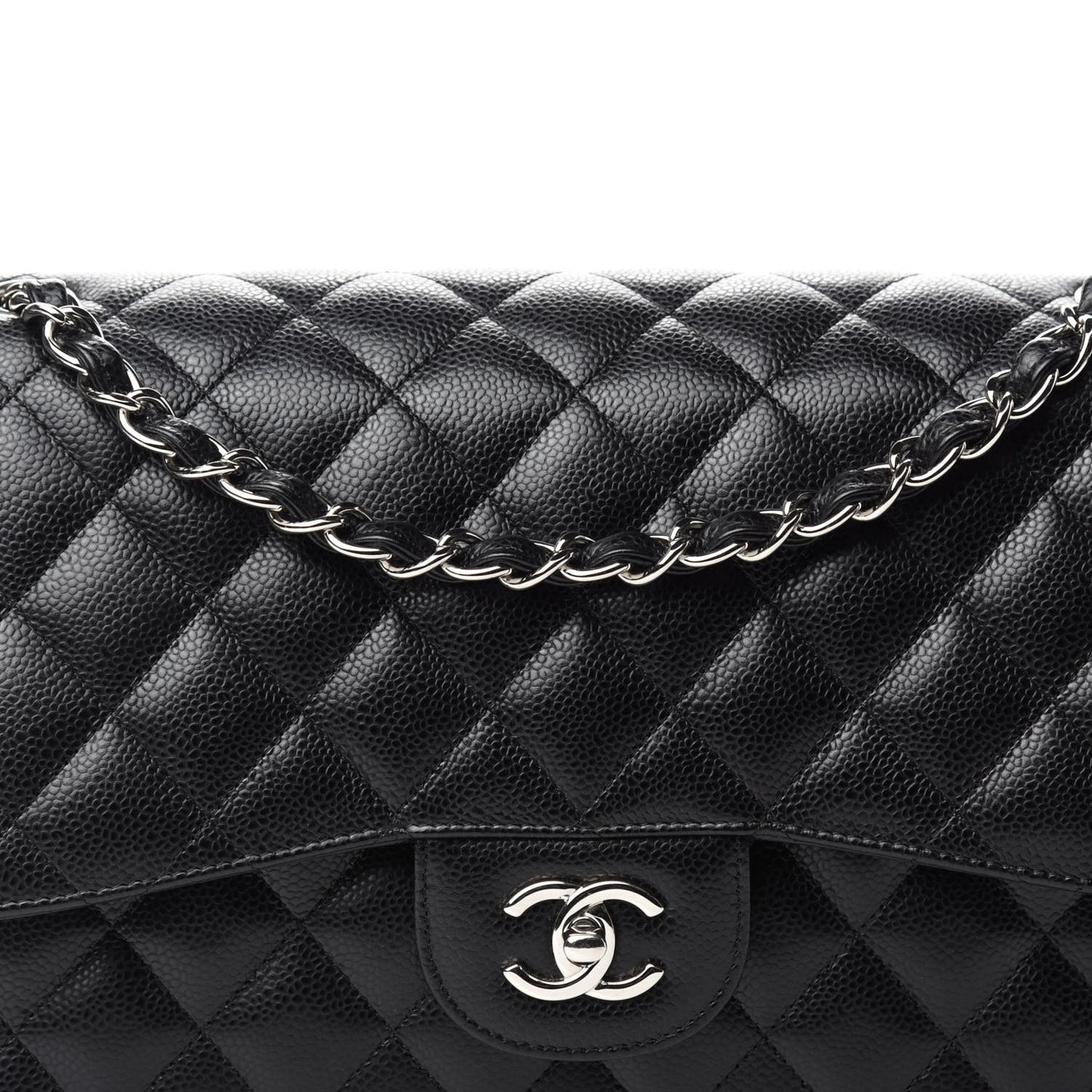 Caviar Quilted Jumbo Double Flap Black
