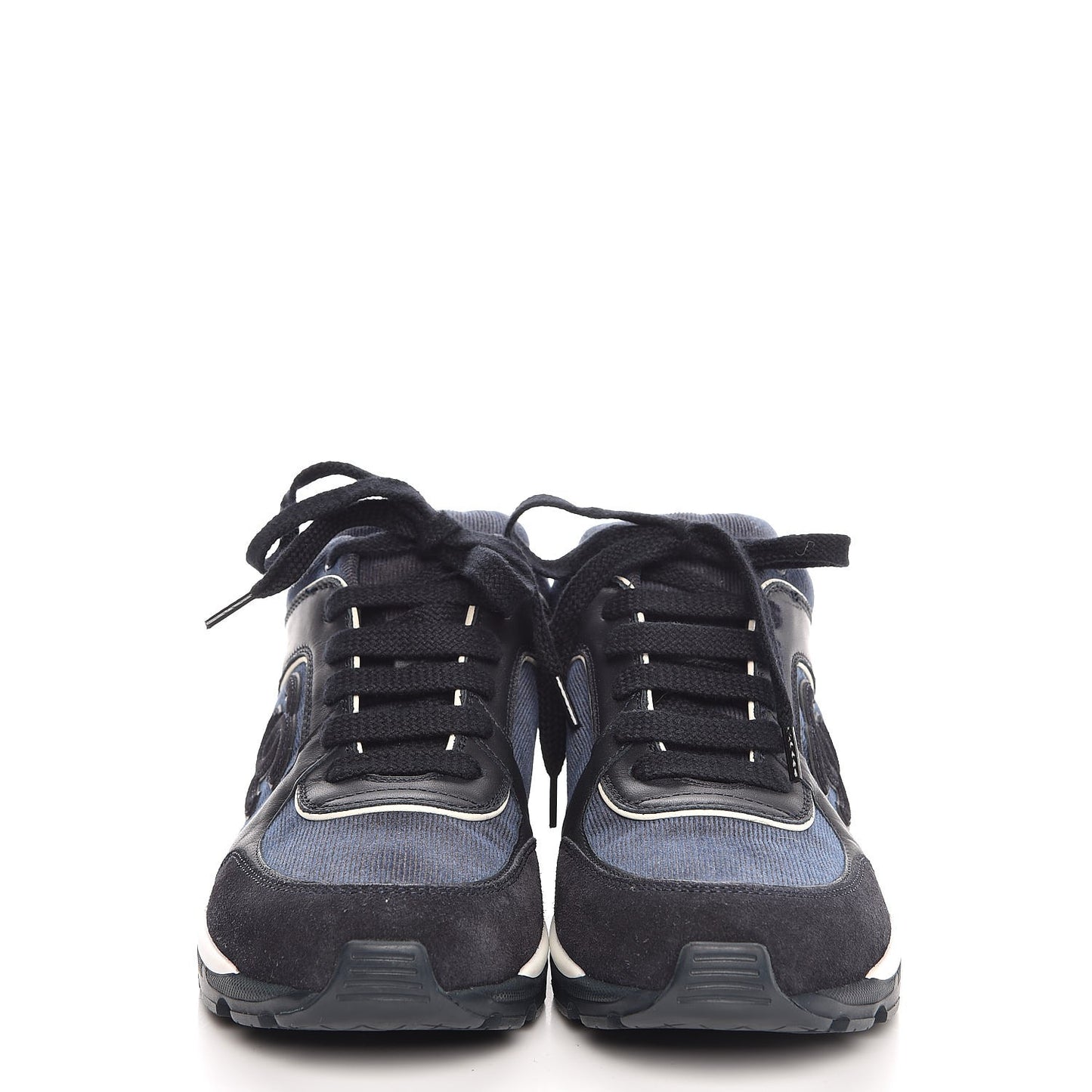 Denim Suede Calfskin CC Sneakers Navy