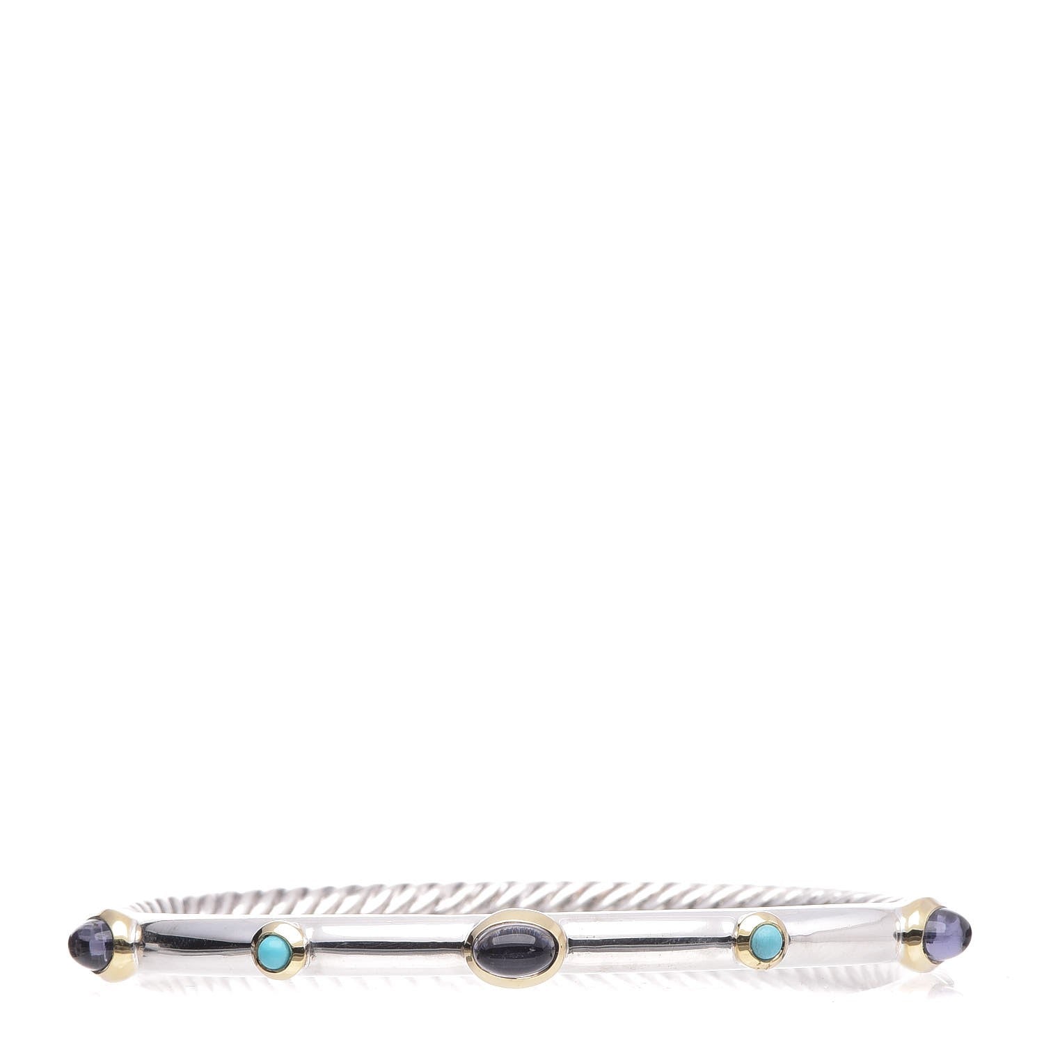 David Yurman Sterling Silver Turquoise Amethyst Renaissance Bangle 1 of 4