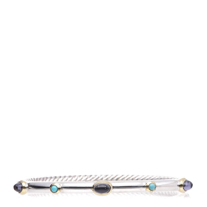 David Yurman Sterling Silver Turquoise Amethyst Renaissance Bangle 1 of 4