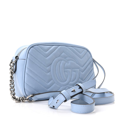Gucci Calfskin Matelasse Small GG Marmont Chain Shoulder Bag Porcelain Light Blue 2 of 9