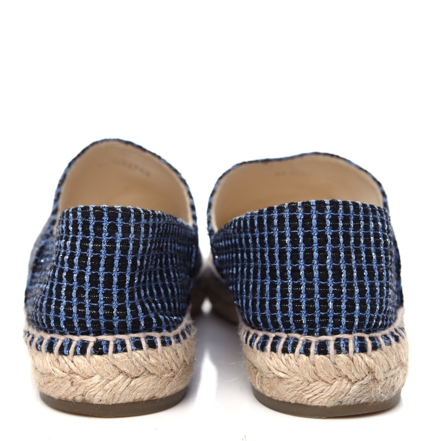 Grained Calfskin Tweed CC Espadrilles 41 Black Blue