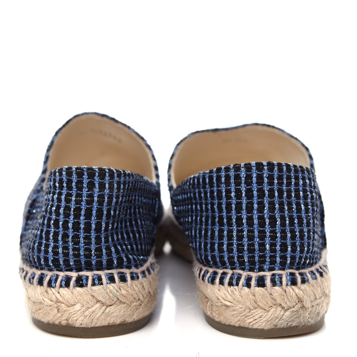 Chanel Grained Calfskin Tweed CC Espadrilles 41 Black Blue 7 of 10