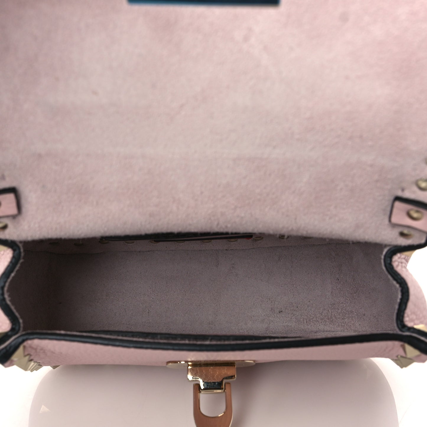 Grainy Calfskin Small Rockstud Top Handle Bag Rose Quartz