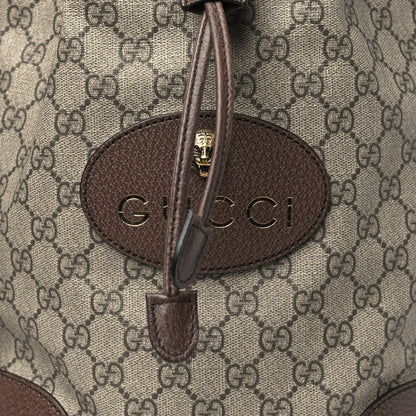 Gucci GG Supreme Monogram Neo Vintage Drawstring Bucket Backpack Beige New Acero Crop 8 of 11